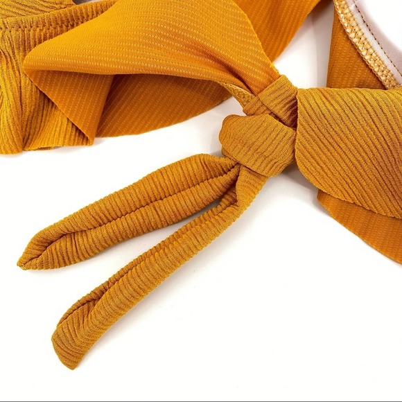 NEW Selfiego Orange Ruffle Bikini Swim Top - Picture 5 of 8